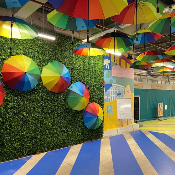 Amazon green wall retail entrance