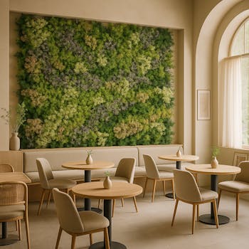 Woodland Moss Green Wall Panel hotel lounge cafe